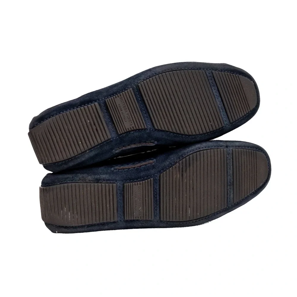 Bottega Veneta Intrecciato Suede‎ Driving Loafers Navy Blue Mens US 7